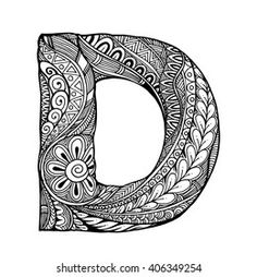 the letter d with decorative patterns on it