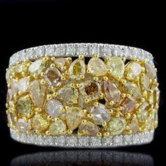 BEAUTIFUL BAND RING with 4.26 Carats of White and Natural Fancy Color Diamonds-Almor Designs-Howard's Diamond Center Coloured Diamonds, Rose Gold Mens Ring, Band Ideas, Canary Diamond, Diamond Fashion Jewelry, Yellow Bracelet, Rose Gold Morganite, Diamond Band Ring, Ville Valo