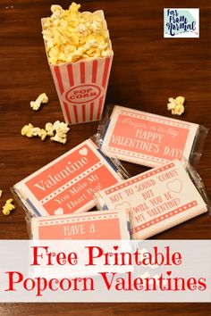 free printable popcorn valentine's day cards