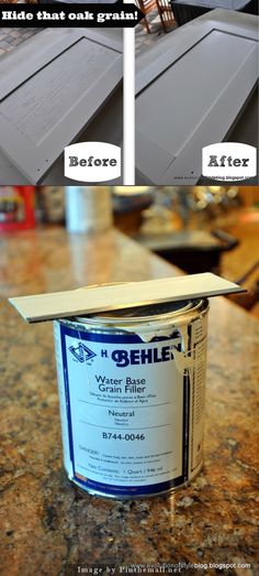 a can of water base paint sitting on top of a counter