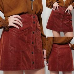 Brand New, Never Worn, No Tags. Free People "Come A Little Closer" Vegan Leather Mini Skirt. Color Is Clay, A Rich Warm Reddish Brown. Button Placket Closure In Front. Patch Front Pockets. Light Discoloration / Spots From Shelf Wear. Skirt Measures Approximately 15-16" In Length. Slight A-Line Straight Silhouette. Fully Lined. Size 8. Winter Skirt With Belt Loops, Chic Skirt With Snap Buttons For Fall, Chic Fall Skirt With Snap Buttons, Fall Denim Skirt With Belt Loops, Fall Workwear Skirt With Buttoned Pockets, Brown Mini Skirt With Button Closure For Fall, Fall Mini Skirt With Snap Buttons, Fall Brown Mini Skirt With Button Closure, Chic Fall Skirt With Button Zip Fly