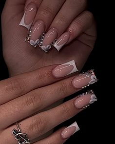 Bling frenchies 🤩😮‍💨🤌🏽 #nailtech #blingnails #bling #blingfrenchies #whitefrenchnails #nails #nailsinspiration #nailsnailsnails #houston #houstonnailtech #houstonnails #beginner White Frenchies With Rhinestones, Nails For Beginners Ideas, Nail Ideas Beige, Frenchies With Rhinestones, Birthday French Tip Nails, White French Tip Nails Short, French Tip Freestyle, French Tip Rhinestone Nails, Bling Frenchies