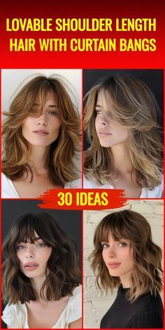 Curtain Bangs, Shoulder Length Hair, Hair A, Shoulder Length, Hair Lengths, Beauty Products