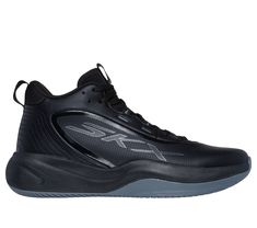 Whether driving to the hoop or locking down defense, you'll have the winning edge with Skechers Basketball SKX League . This high-top performance court shoe delivers optimal comfort and exceptional stability. A breathable perforated leather upper promotes air flow, while resilient Skechers MOVE FOAM insoles and innovative 5-GEN Foam cushioning respond quickly underfoot. | Skechers Unisex SKX League Basketball Shoes | Medium Width | Resilient Skechers Move Foam insole for added comfort | 5-GEN Fo Court Shoe, Wide Shoes, Ankle Support, Perforated Leather, Skechers Shoes, Court Shoes, Pull Tab, Lace Tops, Mens Shoes Sneakers