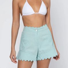 Super Cute And Flattering Shorts With Embroidered Detailing. Nwot - Never Before Worn And In Perfect Condition!! Sold Out Online. Size 2 - Equivalent To Us Size 6/8 - Runs A Bit Smaller. Chic Embroidered Summer Bottoms, Chic Embroidered Short Length Shorts, Fitted Beach Bottoms With Floral Embroidery, Fitted Floral Embroidered Bottoms For Vacation, Floral Embroidered Beach Shorts, Summer Beach Shorts With Floral Embroidery, Beach Bottoms With Floral Embroidery In Short Shape, Beach Bottoms With Floral Embroidery And Short Shape, Beach Bottoms With Floral Embroidery