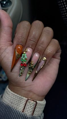 dubie.didit on IG Nail Inspo Long Almond, Xxl Fall Nails, Xxl Fall Acrylic Nails, Stiletto November Nails, Chrome Stiletto Nails, Extra Long Fall Acrylic Nails, Vacation Nails Black Women, November Nails Fall Acrylic, Extra Long Halloween Acrylic Nails