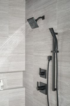 a shower head with thermostaer and hand held shower faucet