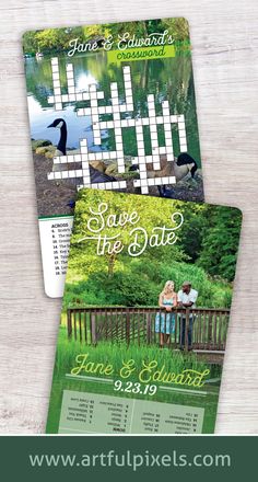 two save the date cards with ducks on them