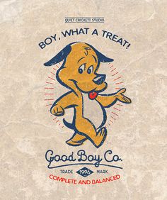 the logo for a company called good boy co, with an image of a dog running