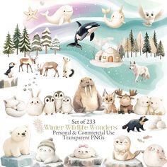 Animals Watercolor, Polar Animals, Personalized Greeting Cards, Customised Mugs, Winter Animals, Arctic Animals, Cards Design, Animal Clipart, Unique Image