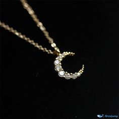 OrcaJump - Elegant Crescent Moon Necklace with A Shimmering Finish Fairy Light Lantern, Moon Necklace Gold, Moon Jewellery, Moon Accessories, Space Necklace, Crescent Moon Necklace Gold, Necklace Drawing, Moon Necklaces, Nose Ring Jewelry