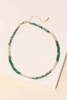 The Tiny Details Multi-Color Glass Bead Clasp Chain Necklace Gold Necklace Stack, Mint Grey, Green Mint, Green Beads, Choker Style, Necklace Choker, Green Necklace, Short Necklace, Green Bead