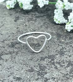 Large but very delicate heart ring, 929 sterling silver. All handcrafted. Stamped: 925 925R-020 Minimalist Silver Heart Ring, Silver Open Heart Minimalist Rings, Minimalist Silver Open Heart Ring, Silver Minimalist Open Heart Ring, Minimalist Sterling Silver Stackable Rings With Heart Charm, Delicate Silver Heart Promise Ring, Delicate Sterling Silver Heart Ring, Minimalist Silver Heart-shaped Ring, Minimalist Heart-shaped Sterling Silver Midi Rings