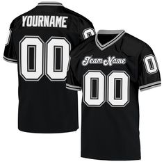 a black football jersey with the name and number on it that says team name 00