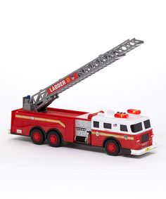 a red fire truck with a ladder on top