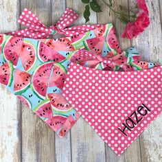 two bandanas with watermelon designs on them