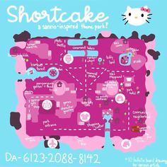 a map with hello kitty on it that says shortcake