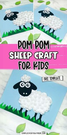 a sheep craft for kids with the words pom pom sheep craft for kids