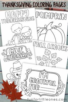 four thanksgiving coloring pages for kids to color