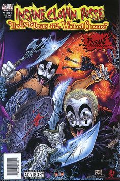 an image of a cover to the comic book insane clown posse, featuring two evil clowns