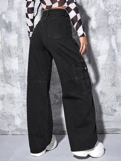 Upgrade your denim game with these High Rise Chain Pocket Denim Cargo Pants. These pants feature a high-rise waistline that offers a flattering and on-trend look. The chain pocket detailing adds a unique and edgy element to the design. Whether you pair them with a graphic tee or a fitted blouse, these high-rise chain pocket denim cargo pants will give your outfit a fashion-forward and statement-making appeal. Specifications: Jeans Style: Cargo Pants Details: Button, Chain, Pocket, Zipper Waist L Grunge High Waist Jeans With Pockets, High Waist Grunge Jeans With Pockets, Y2k High Waist Cargo Jeans, Edgy Baggy High Waist Flare Jeans, Grunge Wide Leg Flare Jeans With Pockets, Grunge Style Full-length Flare Jeans, Grunge High-waist Flare Jeans With Pockets, High Waist Grunge Cargo Jeans For Streetwear, Grunge High Waist Flare Jeans With Pockets