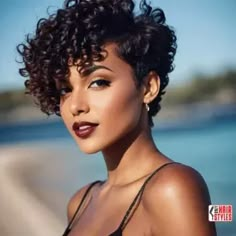 30 Top Hairstyles For Black Women (Trending For 2024) « Only Hairstyles Pixie Haircut For Curly Hair Natural, Curly Bob Hairstyles For Black Women, Curly Bob Haircut, Curly Bobs, Short Natural Curly Hair, Curly Pixie Hairstyles, Curly Pixie Haircuts, Tapered Natural Hair