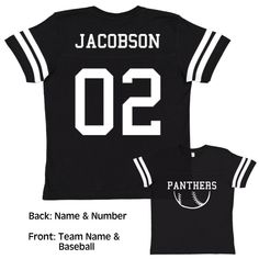 a black football jersey with the number 02 on it and an inscription that reads, back name