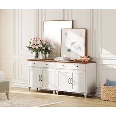 Farmhouse Sideboard, Buffet Cabinet with Storage Cabinets - Bed Bath & Beyond - 40104480 Doors Vintage, Farmhouse Sideboard Buffet, Accent Cabinets, Wood Tv Console, Farmhouse Sideboard, Tv Console Table, Grain Design, Kitchen Buffet, White Dining Room