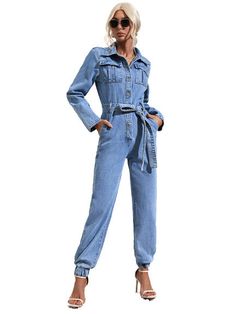 Upgrade your wardrobe with our Casual Slim Fit Denim Jumpsuit. Made with high quality denim for a comfortable and stylish fit. Perfect for any casual occasion. this jumpsuit features a slim fit design that enhances your curves while providing a versatile and fashion-forward look. Elevate your style game with this must-have piece. Style Cargo Skirt, Cargo Skirt Outfit, Coquette Grunge, Plus Size Yoga, Jeans Overall, Cargo Skirt, Casual Jumpsuit, Comfy Hoodies, Grunge Style