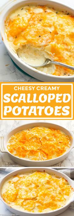 two images showing how to make scalloped potatoes