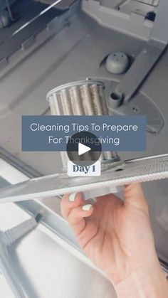 a person holding up a metal object with the words cleaning tips to prepare for thickening