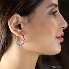 Rainbow Hoop Earrings Rainbow Earrings Gemstone Hoops 14K Multi Gemstone Earrings Multi Stone Hoops Colorful Stone Earrings SOLID GOLD 14K (50968 - 3) Multicolor Fine Jewelry Hoop Earrings As Gift, Elegant Rainbow Hoop Jewelry, Elegant Rainbow Colored Hoop Jewelry, Multicolor Gemstone Hoop Earrings In Fine Jewelry Style, Fine Jewelry Multicolor Hoop Earrings, Fine Jewelry Multicolor Hoop, Multicolor Hoop Fine Jewelry, Elegant Round Rainbow Earrings, Elegant Multicolor Hoop Jewelry