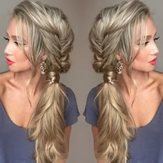 This hairstyle  Double tap if you like it  This beauty @stephanie_danielle has been enjoying creating hairstyles with her Dirty Blonde #luxyhair extensions for length and thickness  by luxyhair Messy Fishtail Braids, Side Ponytail Hairstyles, Side Swept Hairstyles, Side Ponytail, Fishtail Braid, Hair Styles 2017, Sopot