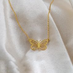 Special Butterfly Necklace - Elegant and High-Quality Gift This elegant necklace is the perfect gift option for your loved ones. Featuring unique butterfly designs for each month, this necklace is available in both silver and gold options. Crafted from high-quality materials, it stands out with its sophisticated charm. The necklace comes with an adjustable chain, allowing it to be worn at different lengths to suit personal preferences. It is presented in a beautiful gift box, making it a special Gold Butterfly Necklace, Dainty Butterfly, Chemical Products, Butterfly Necklace Gold, Solid Gold Necklace, Solid Gold Chains, Necklace Minimalist, Custom Name Necklace, Gold Butterfly