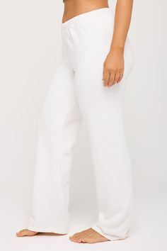 Shoot it straight. A relaxed fit, full-length straight-leg pant designed with an encased elastic waistband. Made with a French Terry fabrication, it's the perfect blend of 75% cotton and 25% modal, creating an extra (extra) soft feel. | Joy Straight Leg Pant in White Full Length 4-way Stretch Pants For Loungewear, Full Length Pants For Relaxation, Solid Color Comfort Stretch Pants For Relaxation, Comfort Stretch Pants For Relaxation, Full-length 4-way Stretch Sweatpants For Loungewear, Stretch Pants With Elastic Waistband And Straight Hem, 4-way Stretch Full-length Sweatpants For Loungewear, Relaxation Full-length Pants In Solid Color, Straight Leg Pull-on Loungewear Pants