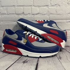 Air Max 90 Blue, Blue Low-top Nike Air Max For Streetwear, Blue Nike Air Max Breathable, Blue Synthetic Nike Air Max Sporty Sneakers, Blue Nike Air Max Breathable Streetwear, Deep Royal Blue, Train Activities, Nike Shoes Air Max, Cross Training