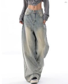 High Rise Boyfriend Jeans, Denim Pants Fashion, Moda Denim, Grunge Streetwear, Pantalon Large, 인물 사진, Type Of Pants