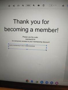 a computer screen with the message thank you for becoming a member