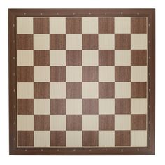 a wooden chess board sitting on top of a black table next to a white and brown checkerboard