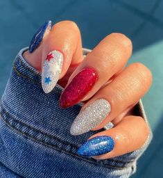 Patriotic Nails Design, Firework Nails, Patriotic Nails, Fourth Of July Nails, 4th Of July Nails, July Nails, Beach Nails, Dipped Nails