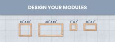 an image of the size and width of a wall with measurements for each square, rectangle