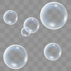 soap bubbles on a transparent background, set of four different shapes and sizes for your design