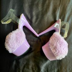 These Are In Near Perfect Condition, I Have Only Worn Them Once! 7 Inch Heels In A Light Purple Strip Heels, Pole Shoes, 7 Inch Heels, Pleaser Heels, Dance Heels, Exotic Dance, Pretty Bags, Pretty Shoes, Dance Costumes