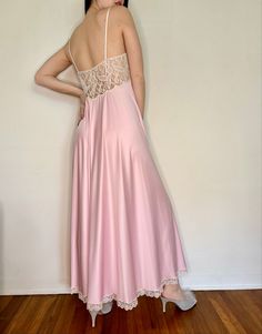 Vintage Slip Dress For Wedding Night, Sheer Slip Dress For Bedtime, Fitted Retro Sleepwear For Loungewear, Retro Fitted Sleepwear For Loungewear, Fitted Spring Sleepwear For Home, Vintage Satin Nightgown For Sleep, Full Length Spring Loungewear Dresses, Spring Loungewear Full-length Dresses, Spring Full-length Loungewear Dresses