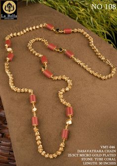 Coral Long Chain Gold, Coral Chains Gold Indian, Pagadala Mala, Maharashtrian Nath, Rudraksha Jewelry, Coral Jewelry Vintage, Hindu Jewelry, Fashion Jewelry Necklaces Gold, Beautiful Jewelry Necklaces