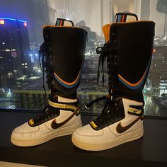 True To Size. Have Been Newly Cleaned White Low-top Boots For Streetwear, White Sporty High-top Boots, White Low-top Sporty Boots, Sporty White Low-top Boots, White Sporty Lace-up Boots, Sporty White Lace-up Boots, Designer Lace-up Boots For Streetwear, Sporty White Leather Boots, Riccardo Tisci