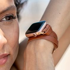 Make A Fashion Statement Every Place You Go! Get Tons Of Compliments Wearing Your Beautiful Bracelet Double Wrap 8mm Bronze Genuine Leather Strap With Adjustable Buckle Women Fashion Wristband For Apple Watch All Series Designed And Handmade By Simeon D Jewelry Studio Adjustable Size Bracelet Perfectly Tailored To Fit Your Wrist Not For Other Models. Apple Watch Is Not Included Adjustable Gold Apple Watch Band For Everyday, Everyday Gold Leather Strap Apple Watch Band, Everyday Gold Apple Watch Band With Leather Strap, Gold Leather Strap Apple Watch Band For Everyday, Modern Gold Apple Watch Band For Everyday, Gold Bracelet Strap Apple Watch Band, Adjustable Everyday Apple Watch Band, Adjustable Everyday Apple Watch Band With Wrist Strap, Adjustable Watch Bands For Everyday Use