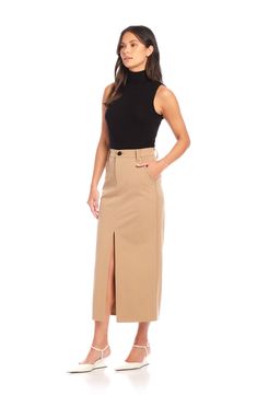 Brown Midi Length Workwear Bottoms, Brown Midi Length Bottoms For Work, Beige Fitted Midi Length Pencil Skirt, High Waist Lined Beige Pencil Skirt, High Waist Beige Pencil Skirt With Lining, Beige High Waist Lined Pencil Skirt, Fitted Beige Midi Length Pencil Skirt, High Waist Beige Lined Pencil Skirt, Beige Midi Bottoms For Workwear