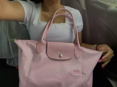 Pink Le Pliage, Pink Longchamp Bag, Longchamp Aesthetic, Material Gworl, Uni Bag, Purse Essentials