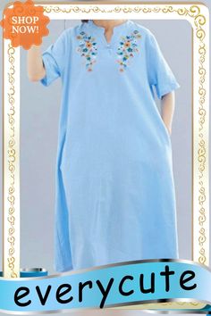 Natural Light Blue Linen Cotton Clothes Embroidery Plus Size Clothing Summer Dresses Casual Short Sleeve Embroidered Dress With Floral Details, Blue Embroidered Dress For Spring, Blue Embroidered Dress With Neckline Detail For Spring, Blue Dresses With Geometric Embroidery For Spring, Light Blue Embroidered Floral Dress For Spring, Casual Blue Dress With Embroidered Hem, Light Blue Embroidered Dress For Spring, Light Blue Floral Embroidered Dress For Spring, Blue Embroidered Dress With Neckline Detail For Summer